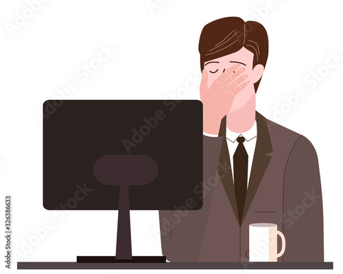 Businessman with facepalm gesture. Headache, disappointment or shame sad stressed face