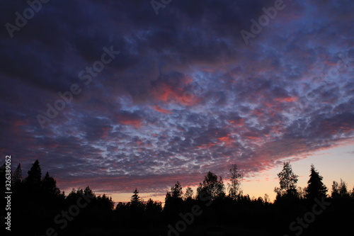 Multi coloured evening sky in Dalsland, Sweden.