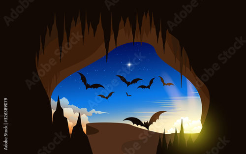 landscape of cave and cliff in the morning 