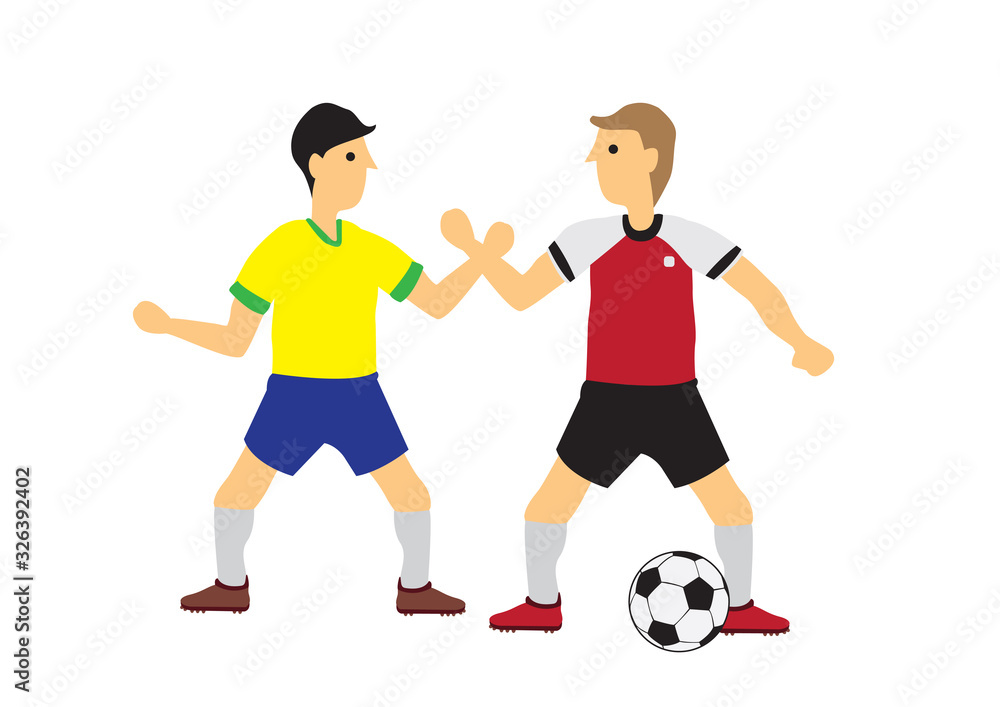 Soccer professional player playing with his competitor