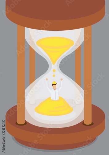 Trapped in Hourglass Vector Illustration