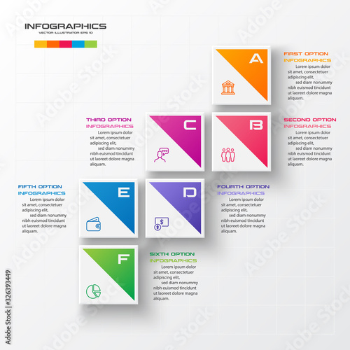 Wallpaper Mural Business infographics template 6 steps with square,Element for design invitations,Vector illustration. Torontodigital.ca