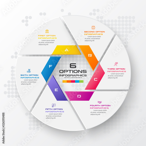 Circle infographic template with 6 options,Vector illustration.