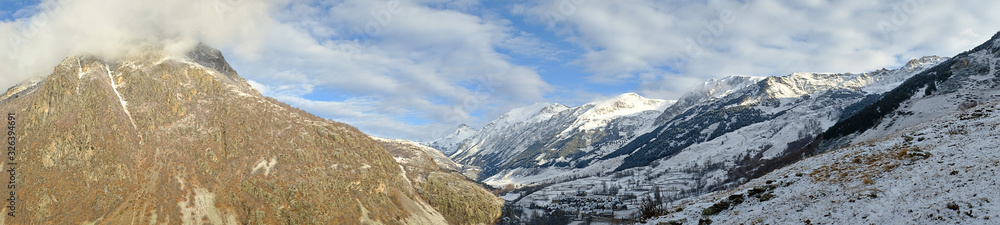 Panoramic of the mountains the Aran