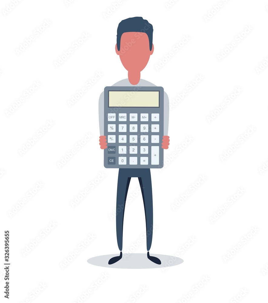 Businessman or clerk. Male character in trendy simple style with objects, flat vector illustration. Business concept. Isolated on white background. Businessman or clerk. Male character in trendy simple style with objects, flat vector illustration. Business concept. Isolated on white background.