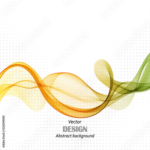 Abstract vector wave background, green and orange waved lines for design brochure, website, flyer eps10