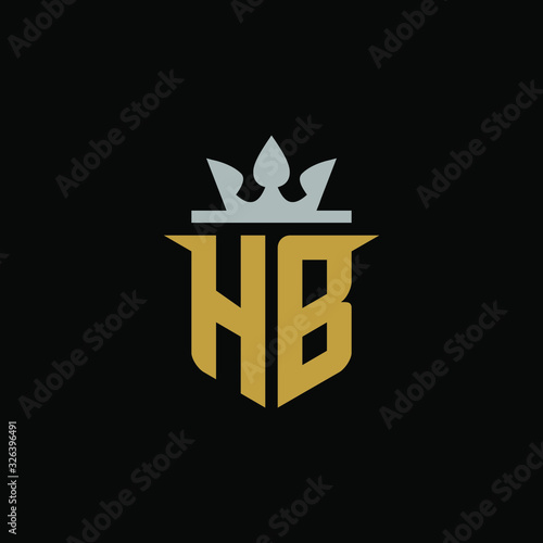 	 Initial Letter HB with Shield King Logo Design	