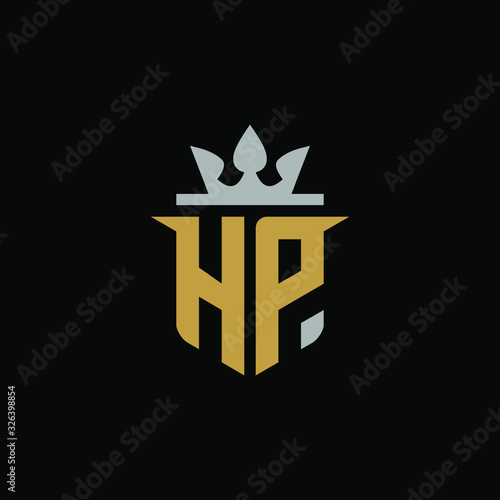   Initial Letter HP with Shield King Logo Design 