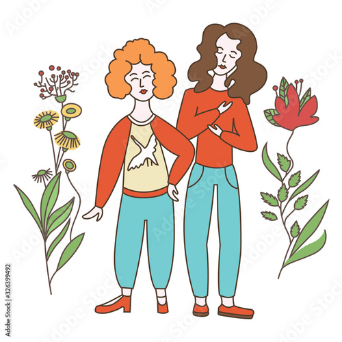 Color illustration of two girls