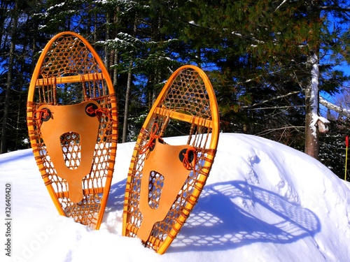 North America, Canada, traditional wood snowshoes photo