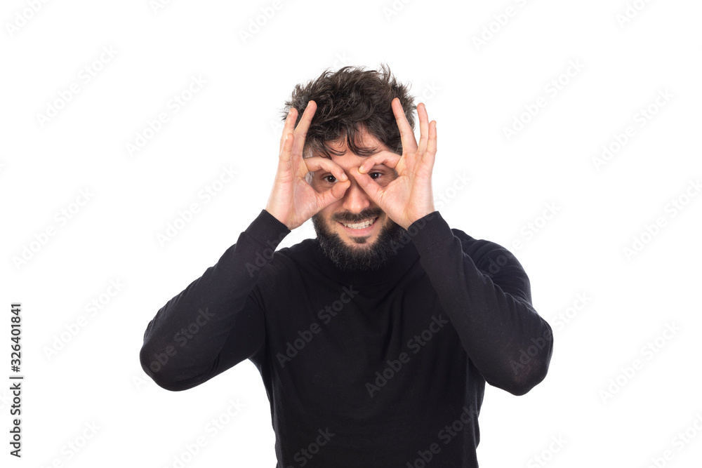 Fototapeta premium Young man in black