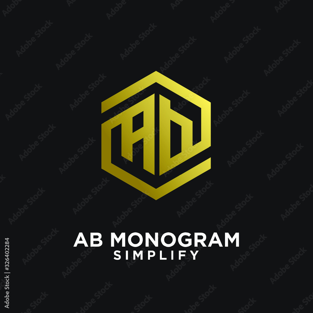 gold ab, ba, a b initial monogram hexagon letter black logo design with black background gold ab, ba, a b initial monogram hexagon letter black logo design with black background