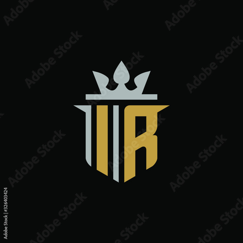 	 Initial Letter IR with Shield King Logo Design	