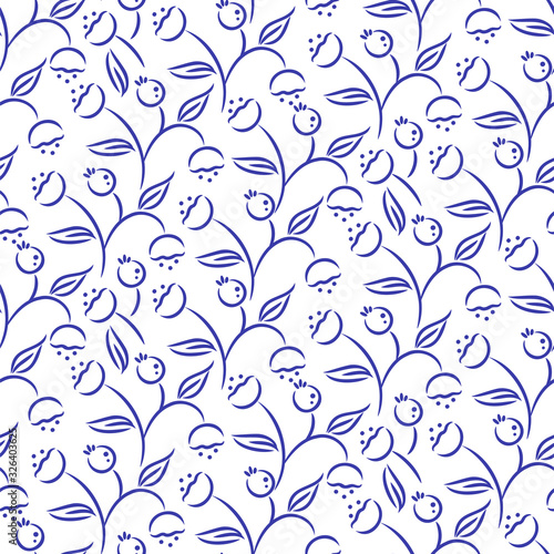 Seamless floral pattern with swirls and curls decoration.