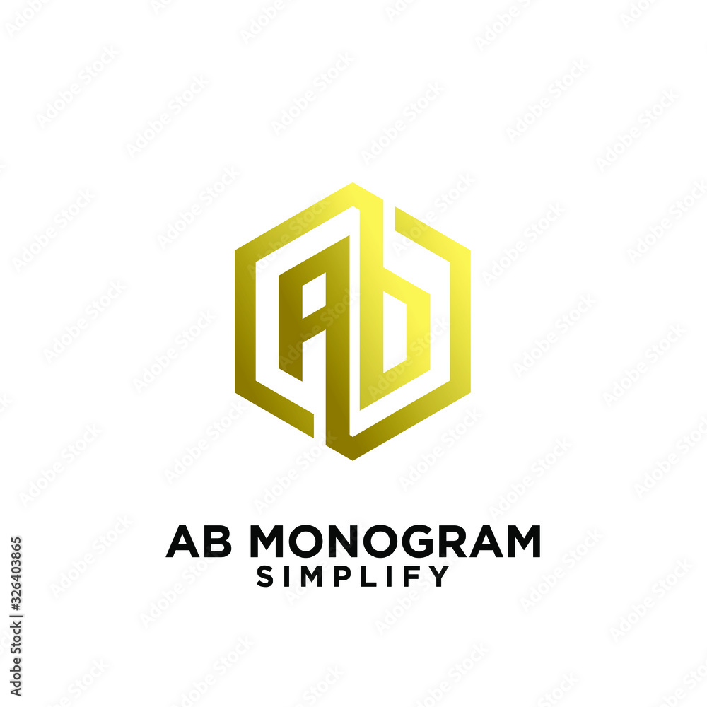 gold ab, ba, a b initial monogram hexagon letter logo design gold ab, ba, a b initial monogram hexagon letter logo design
