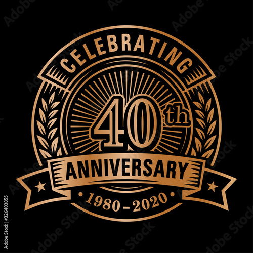 40 years of celebrations design template. 40th logo. Vector and illustrations.