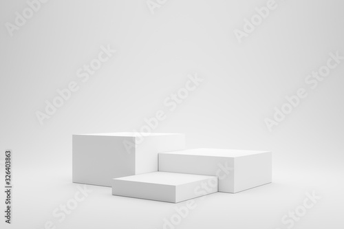 Obraz na plátně Empty podium or pedestal display on white background with box stand concept