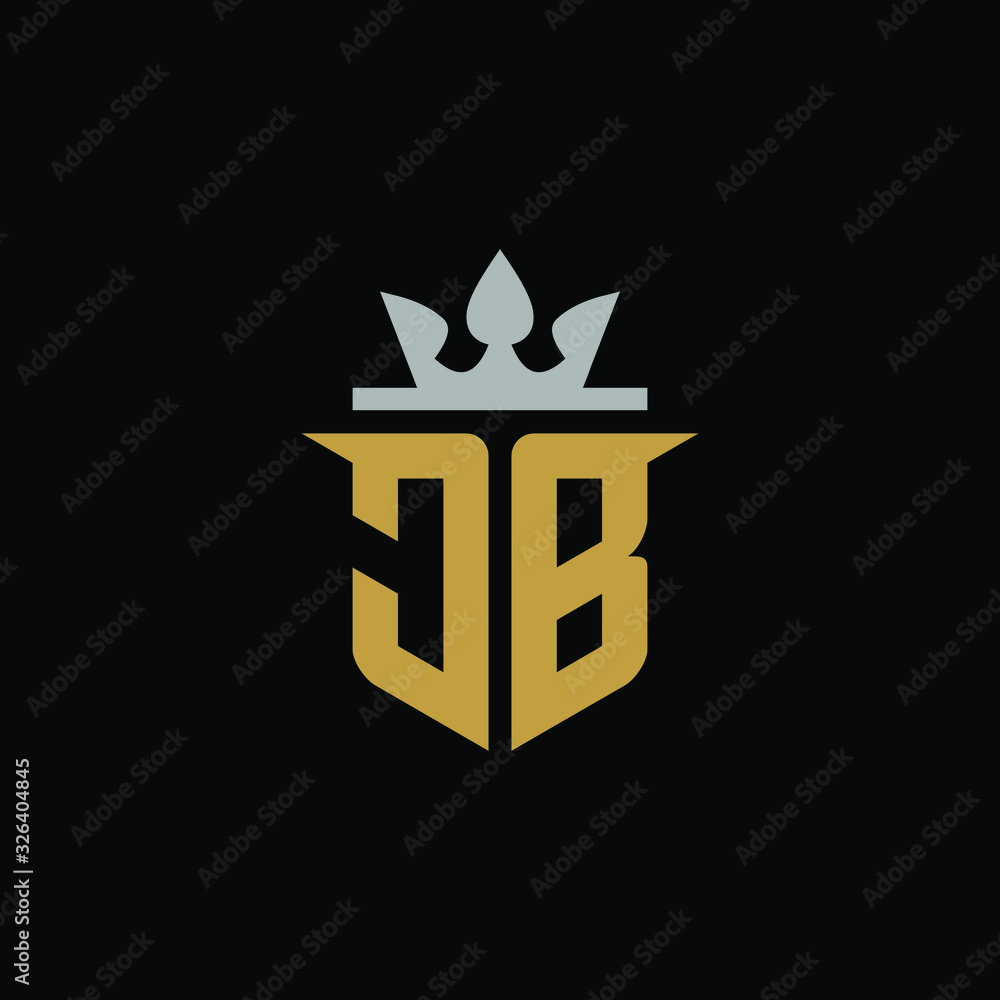 Initial Letter JB with Shield King Logo Design Initial Letter JB with Shield King Logo Design