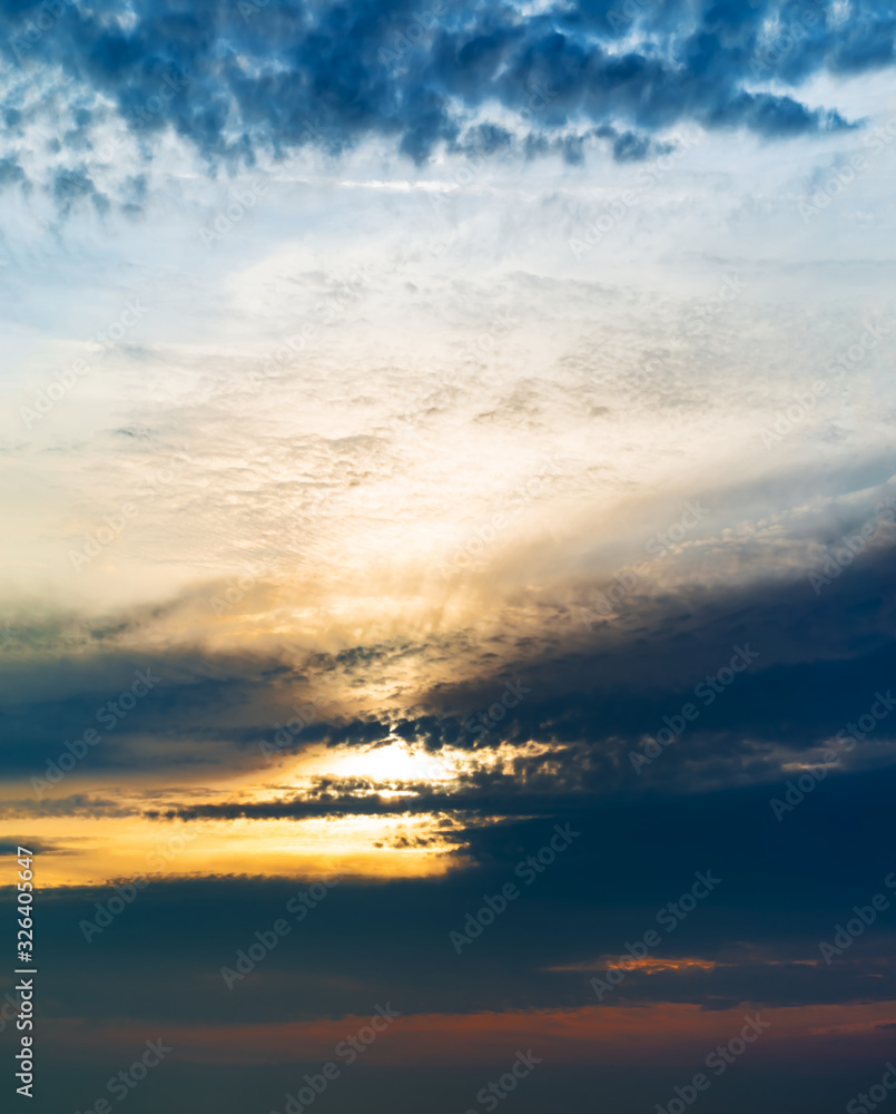 Fantastic clouds at sunrise, vertical panorama Fantastic clouds at sunrise, vertical panorama