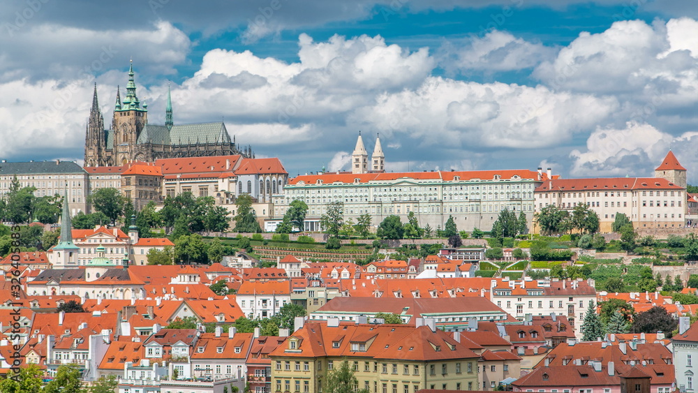 Obraz premium View on Prague castle from Charles Bridge tower timelapse