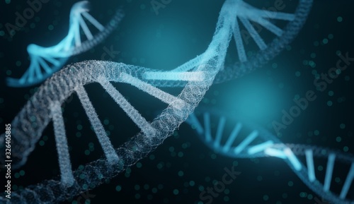 3d rendering technology science concept DNA futuristic on blue background