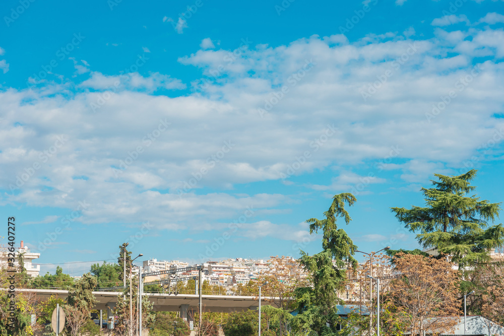 THESSALONIKI, GREECE - November 30, 2019: Street view of Thessaloniki city, Greece THESSALONIKI, GREECE - November 30, 2019: Street view of Thessaloniki city, Greece