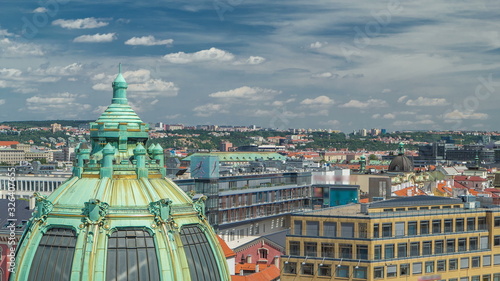 View from the height Powder Tower in Prague timelapse. Historical and cultural monument photo