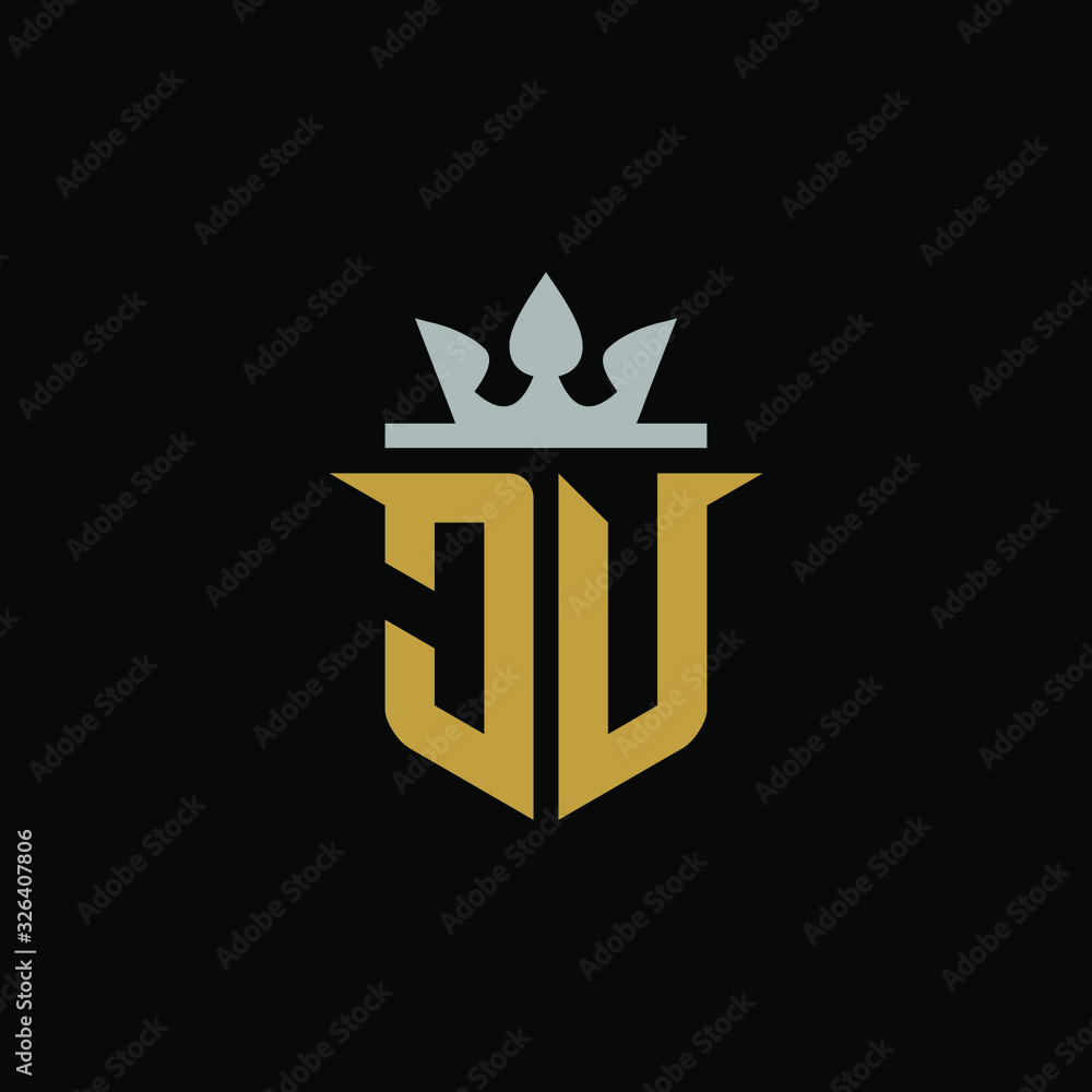 Initial Letter JV with Shield King Logo Design Initial Letter JV with Shield King Logo Design