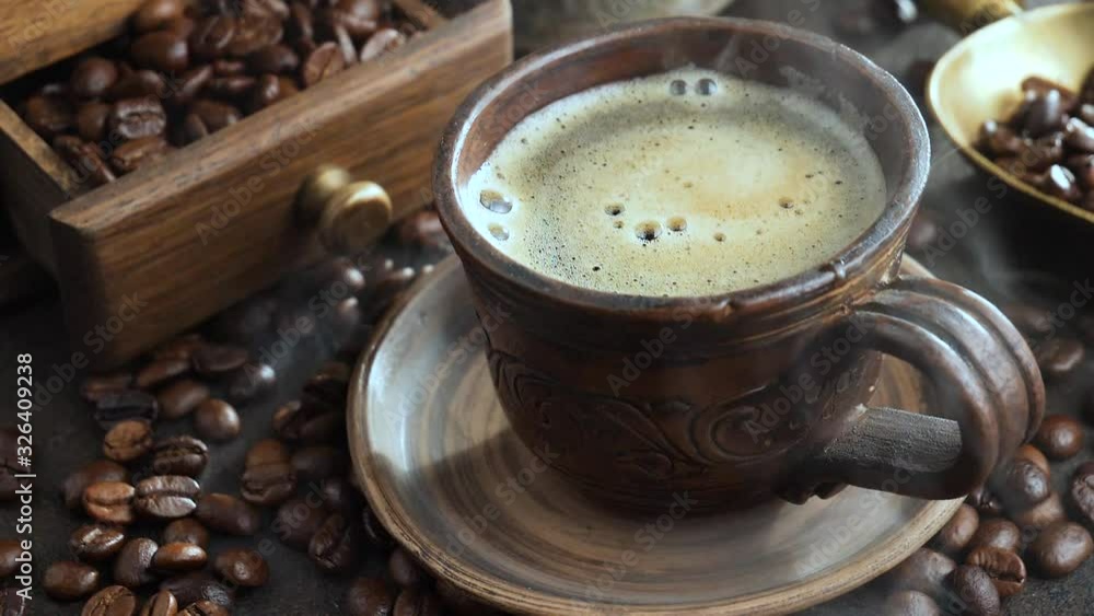 coffee in a cup with smoke coffee in a cup with smoke