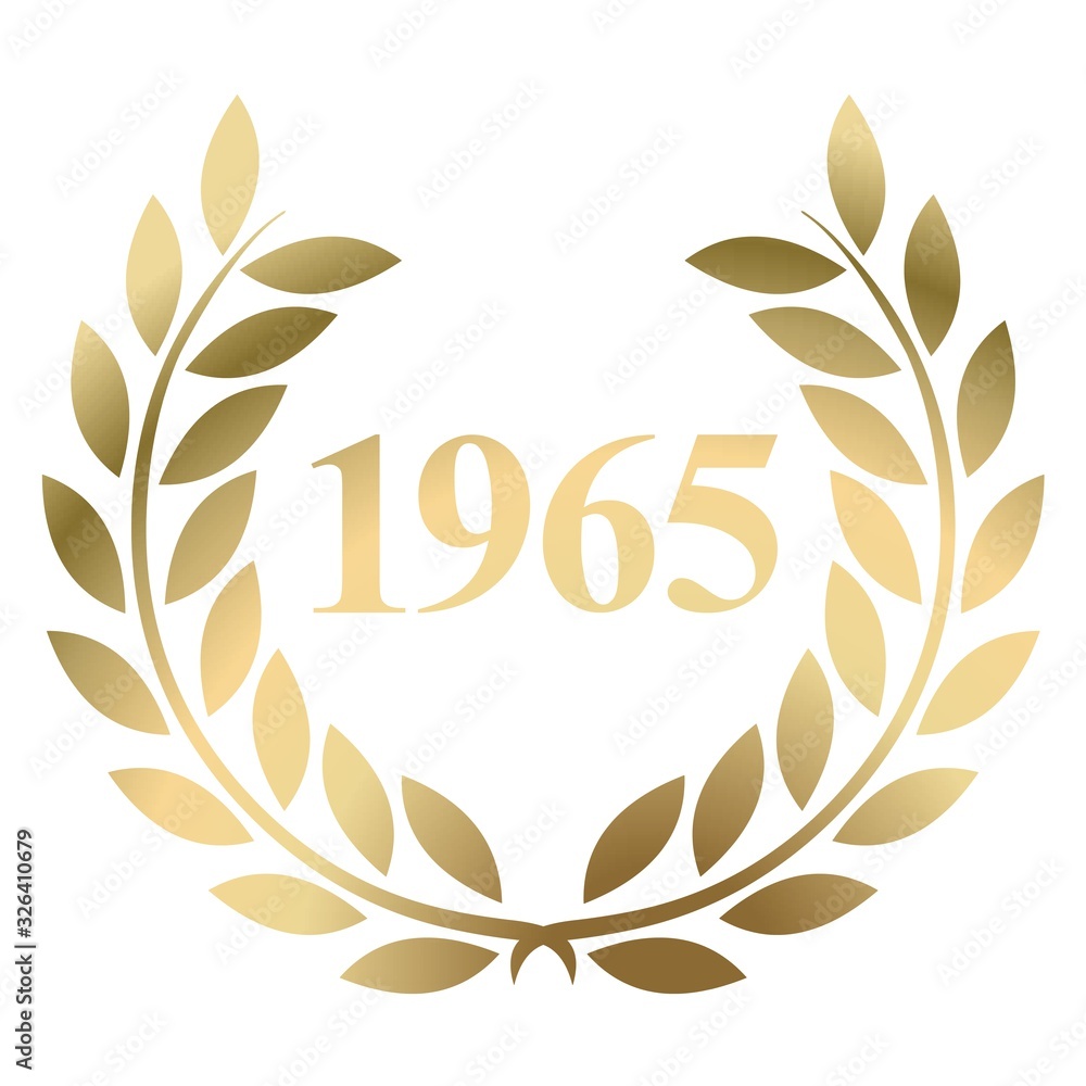 Year 1965 gold laurel wreath vector isolated on a white background Year 1965 gold laurel wreath vector isolated on a white background