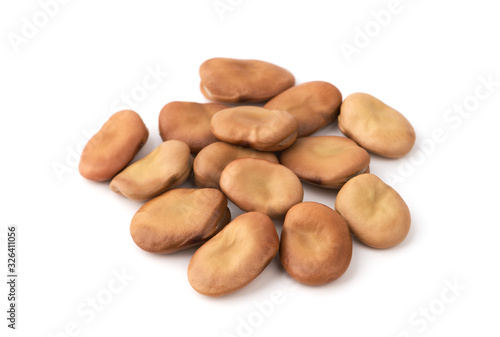 dried broad beans on white background