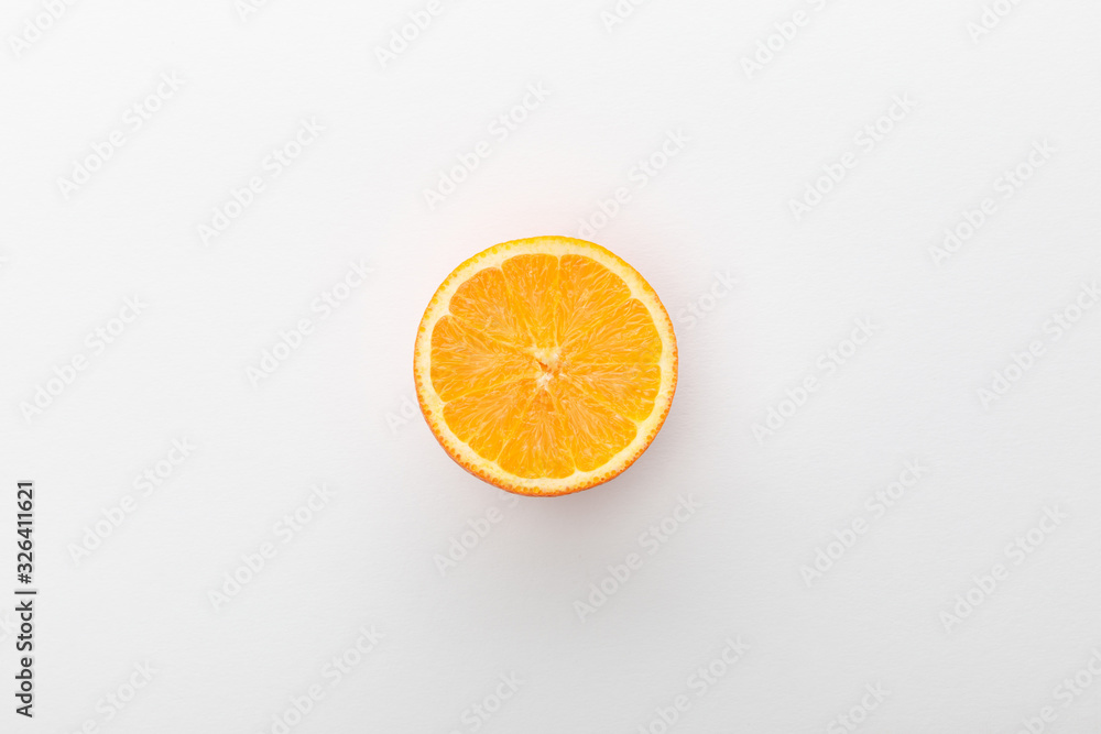 Top view of orange half on white background Top view of orange half on white background