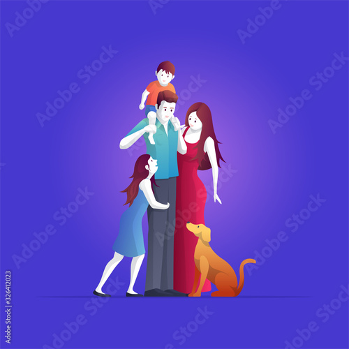 Happy family are standing pose. Vector illustration.