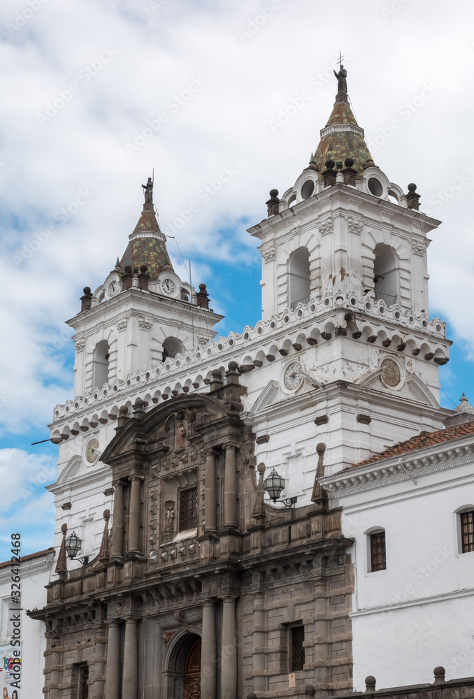San Francisco Church, historical center of Quito, founded in the 16th century on the ruins of an Inca city, Ecuador