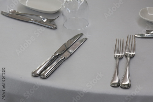 knife and fork on table