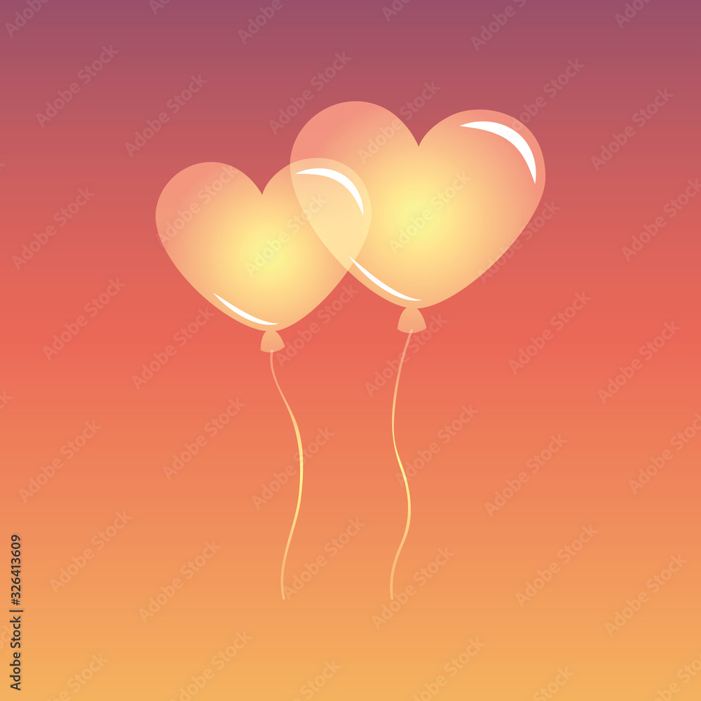 heart shaped balloons in the sky vector illustration EPS10