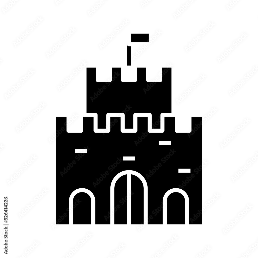 Castle black icon, concept illustration, vector flat symbol, glyph sign. Castle black icon, concept illustration, vector flat symbol, glyph sign.