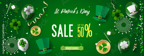 Saint Patrick's Day Sale background. Banner St. Patrick's Day Sale.