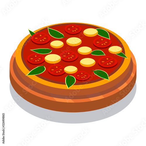 Italian pizza icon. Vector isometric picture.
