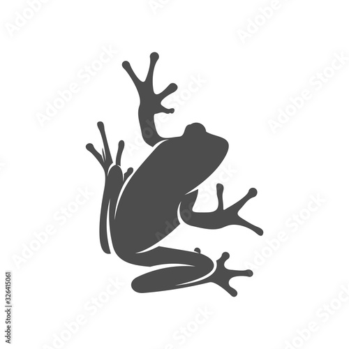 Frog logo vector design template, Silhouette Frog logo animal, Illustration