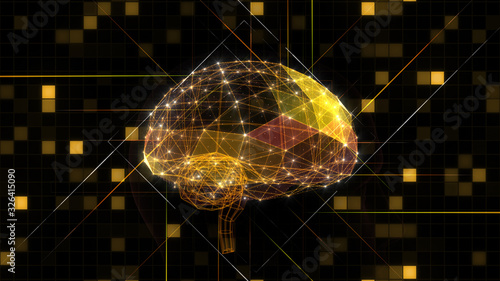 AI artificial intelligence digital network computer technology 3D illustration.