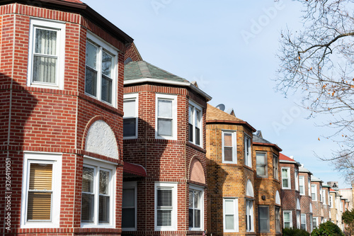 Row of Beautiful Old Brick Homes in Astoria Queens New York