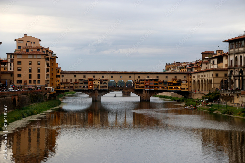 Old Bridge over Arno river in Florence, Italy