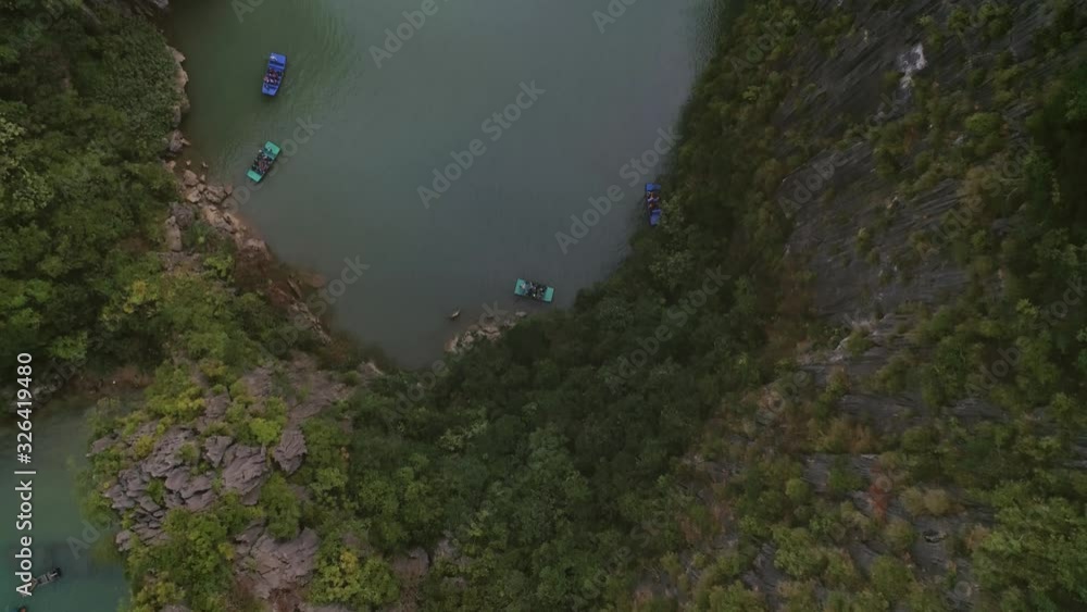 Drone view of boats in Halong Bay Drone view of boats in Halong Bay