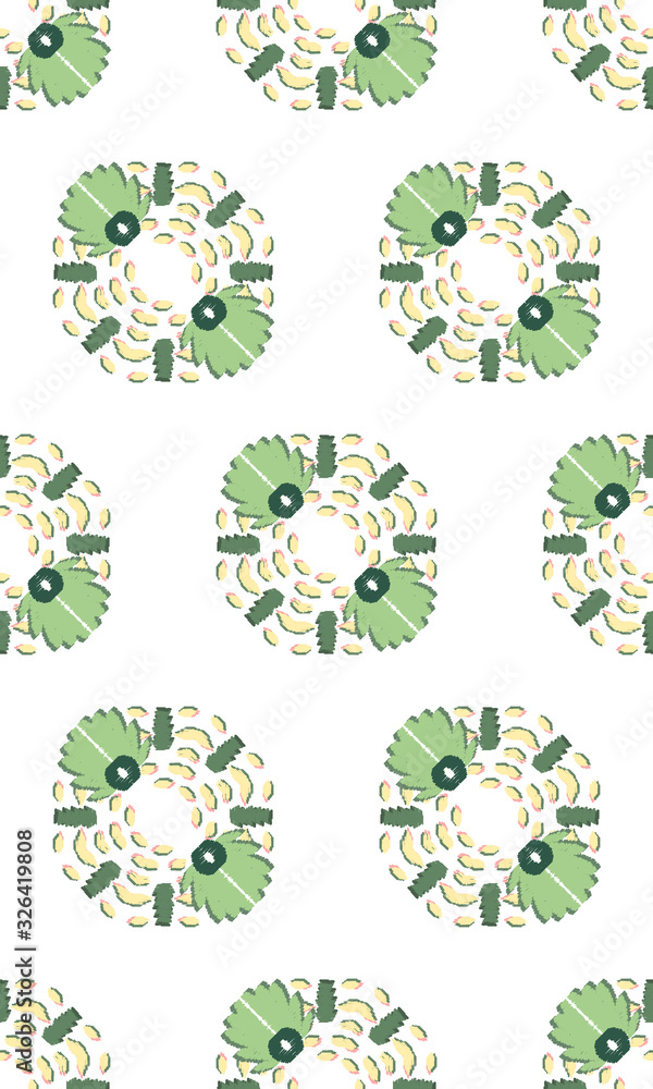 Obraz premium Old style ikat color etnical tribal hand - drawn pattern navajo motif for packing, wallpaper, batik background