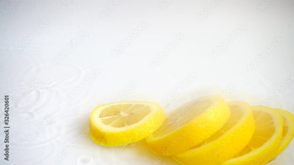 Falling of segments of a lemon. Slow motion. Falling of segments of a lemon. Slow motion.