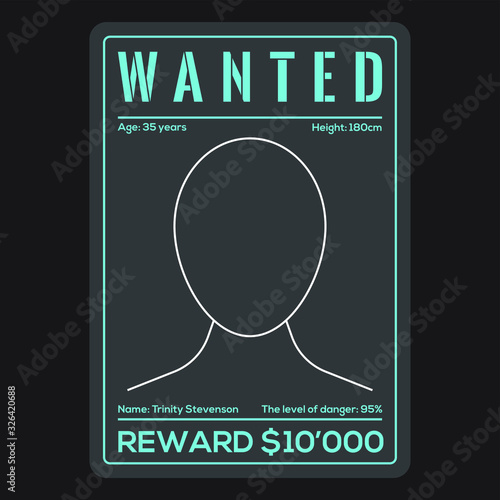 Wanted poster in modern interpretation vector template