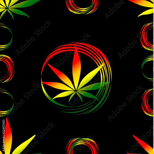 vector seamless cannabis pattern leaves for clothes t-shirt textile pattern on black background green leaves and yellow