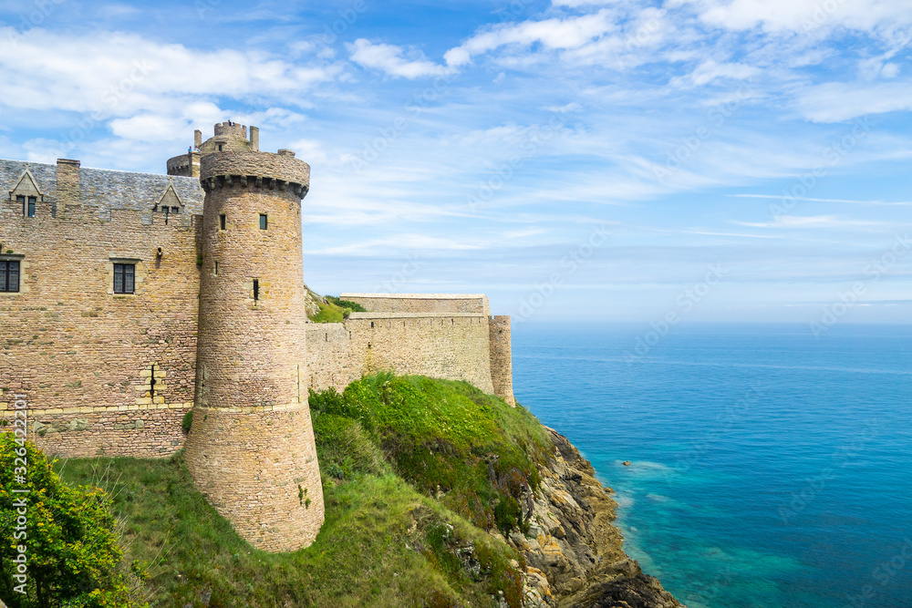 XIVth century medieval castle Fort La Latte, Brittany landmark, France.
