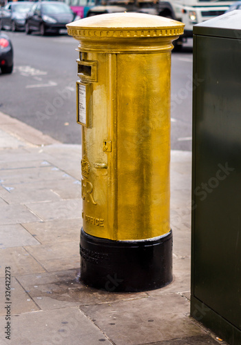 Golden post box, british mail box